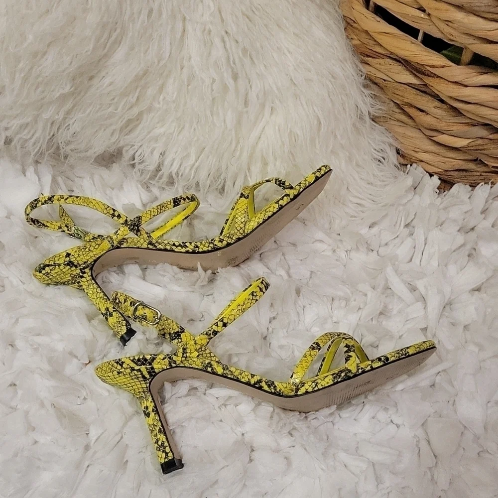 Gianni bini neveena yellow Reptile snake skin Strappy sandals